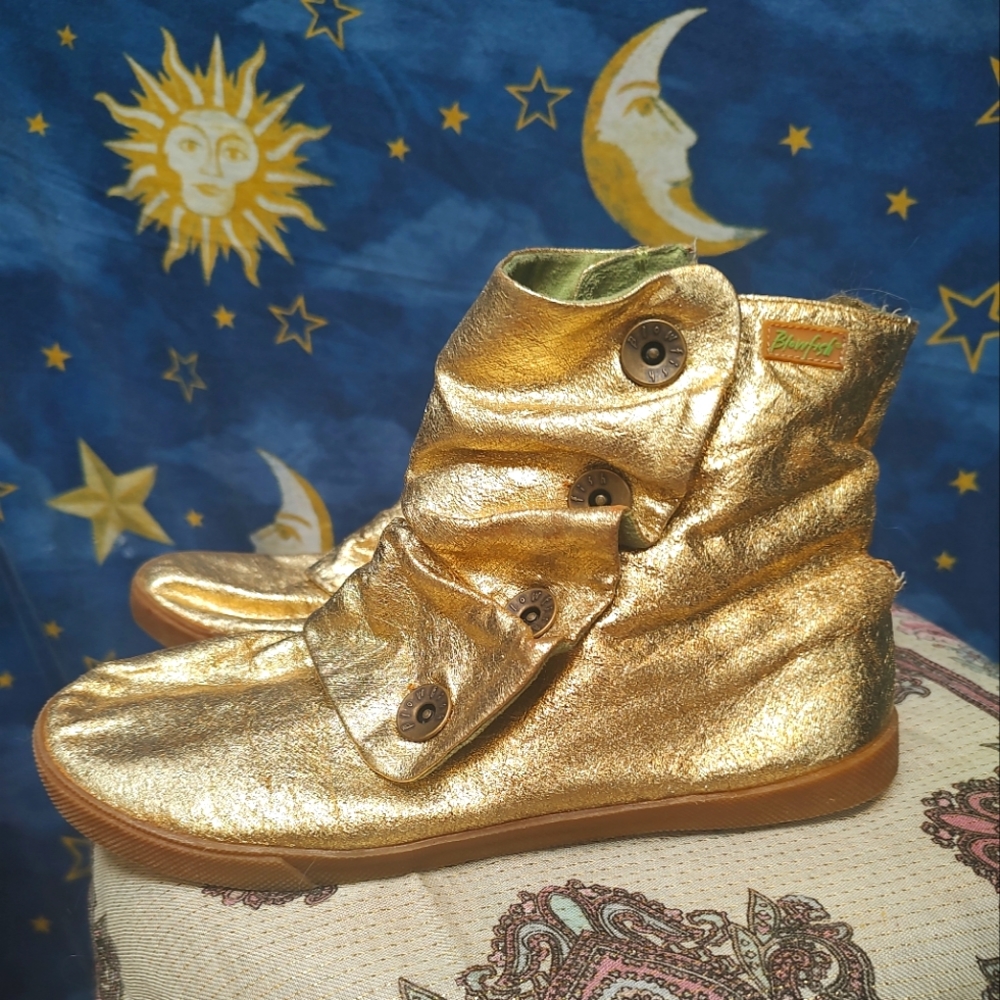 Metallic Gold Blowfish Booties